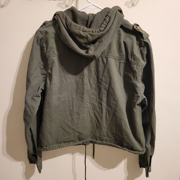 Ashley‎ 26 International Jacket Womens L Green Utility Hooded Cropped Trendy - Picture 11 of 16